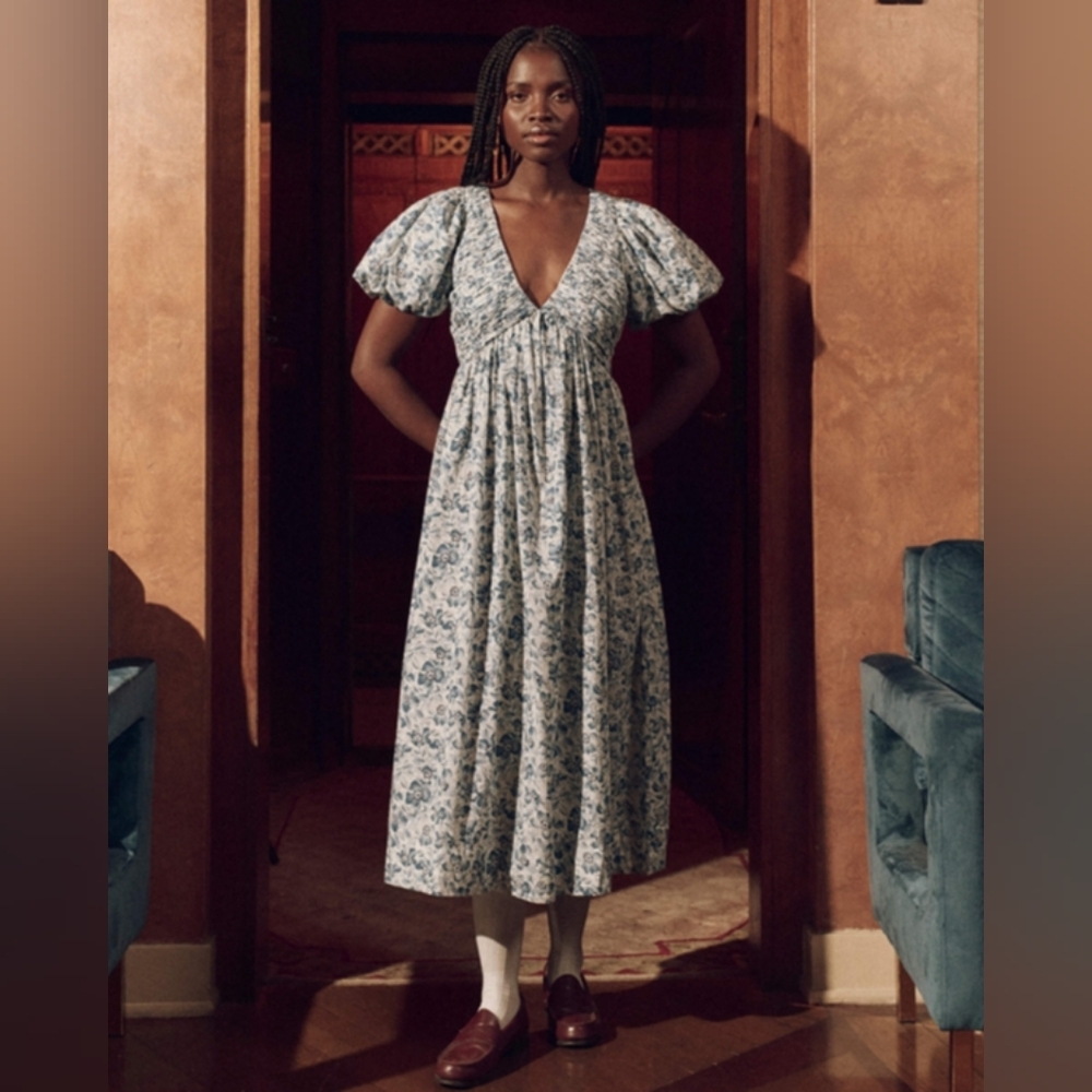 The GREAT. the Gallery dress, light sky pressed floral, size 1 ( small )